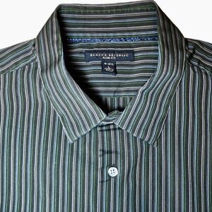 Banana Republic Slim Fit Striped Dress Shirt in Dark Grey/Green/Blue Men’s L